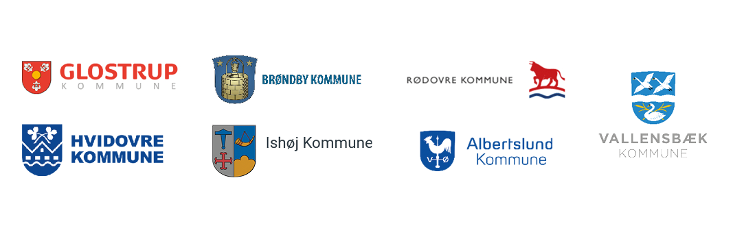 logoer fra Glostrup, Brøndby, Rødovre, Vallensbæk, Hvidovre, Ishøj og  Albertslund kommuner