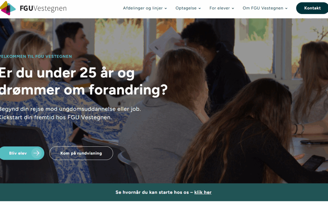 Foto fra den nye hjemmesides forside
